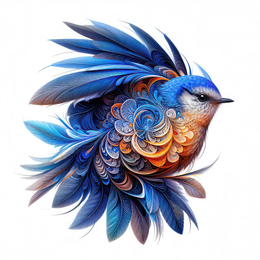 Bluebird Digital Art - Whorls of Bluebird Wonder by Bill and Linda Tiepelman