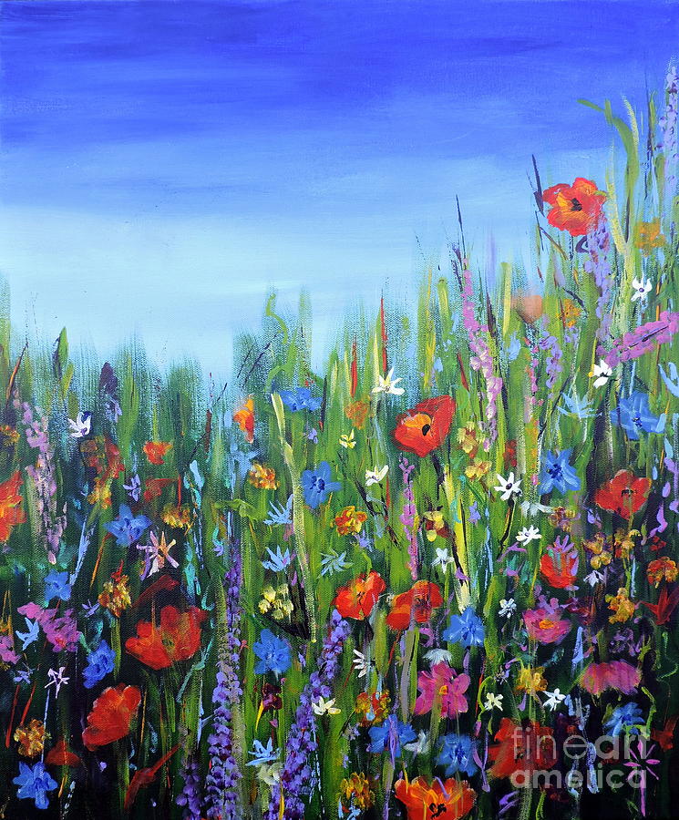 Why Not Wildflowers Painting by Jodie Marie Anne Richardson Traugott          aka jm-ART