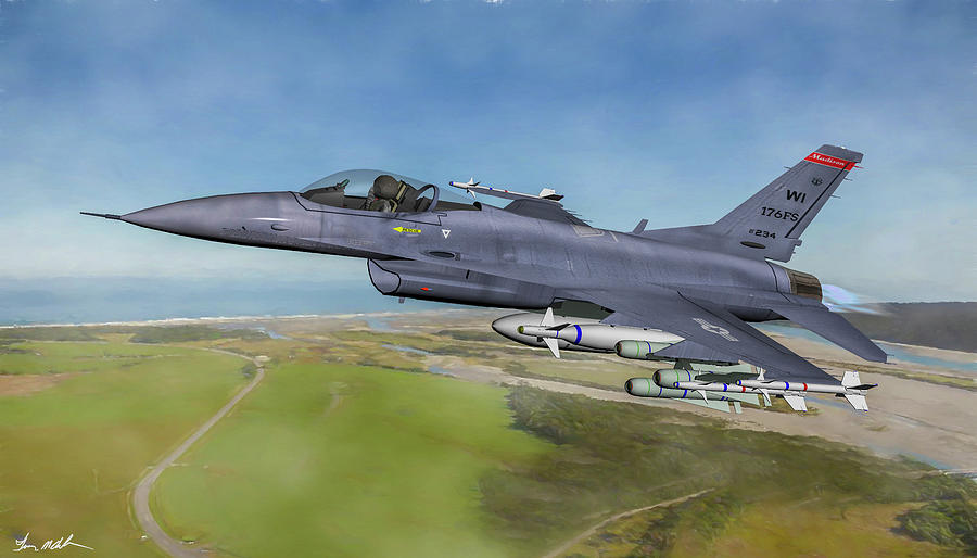 Madison Digital Art - WI ANG F-16 - Art by Tommy Anderson