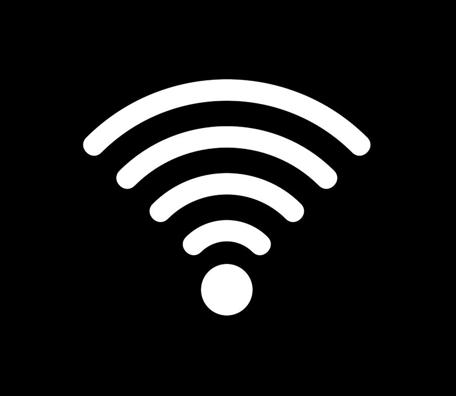 WI FI SIGNAL. FULL STRENGTH. White on Black. Digital Art by Tom Hill