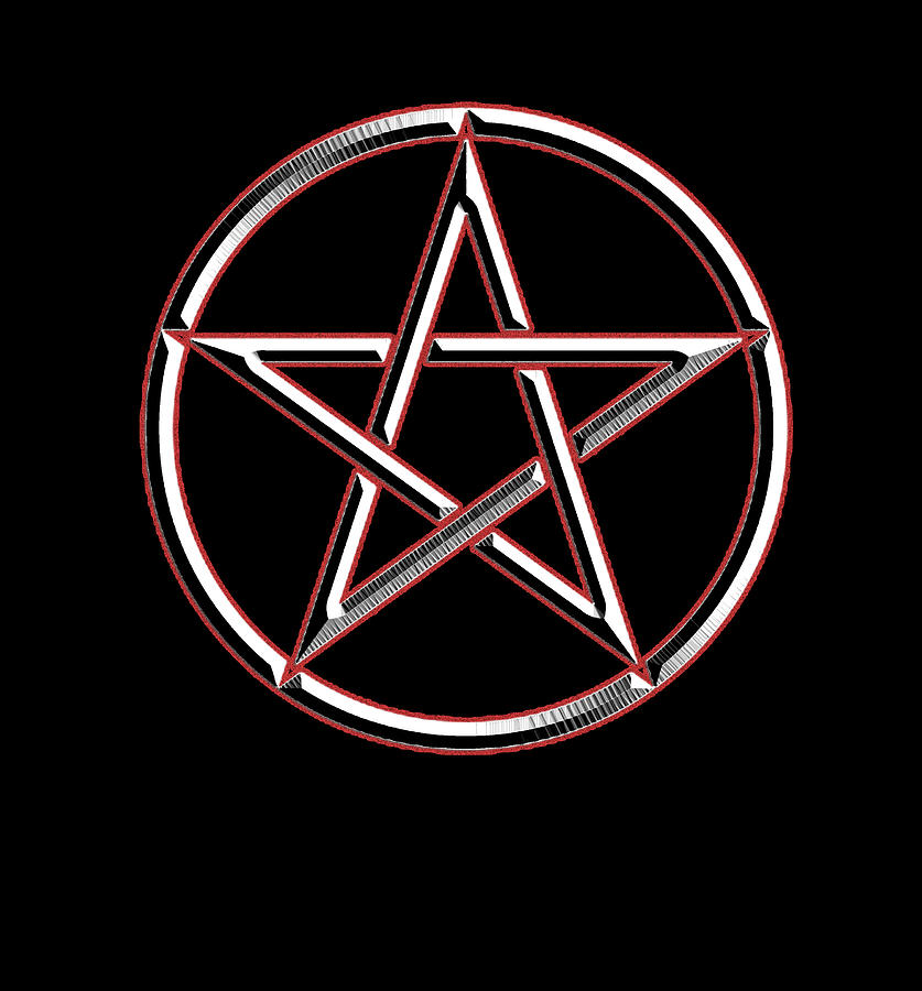 WICCA CIRCULAR SYMBOL. RED and White on BLACK Digital Art by Tom Hill ...