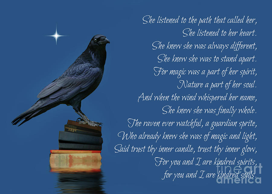 Wicca Wiccan Natural Witchcraft Inspired Poem with Raven Books and Water Photograph by Stephanie Laird