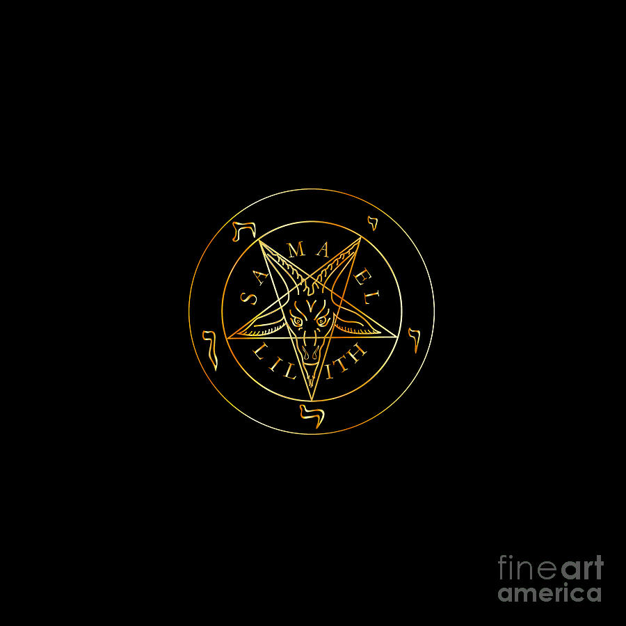 Wiccan symbol golden Sigil of Baphomet- Satanic god occult symbol ...