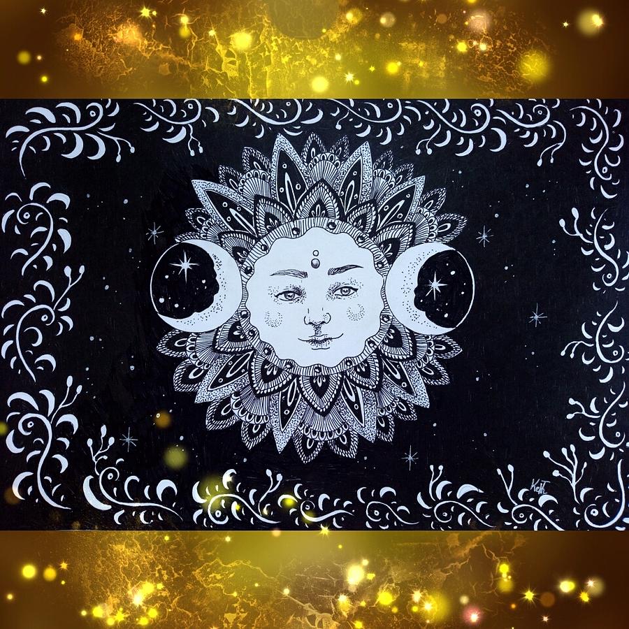 Wiccan time. Moon and Sun Drawing by Ekaterina Kentrkatty - Fine Art ...
