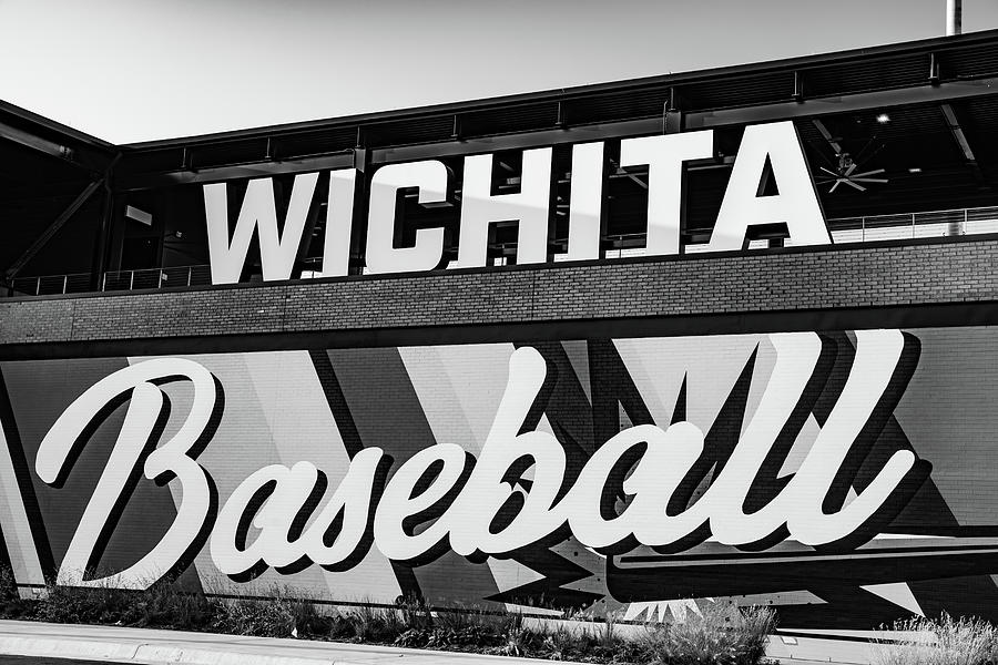 Wichita Baseball Riverfront Stadium - Black and White Photograph by Gregory Ballos
