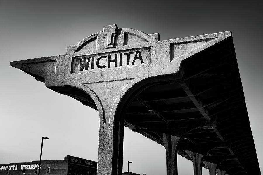 Black And White Photograph - Wichita Black and White - Union Train Station by Gregory Ballos