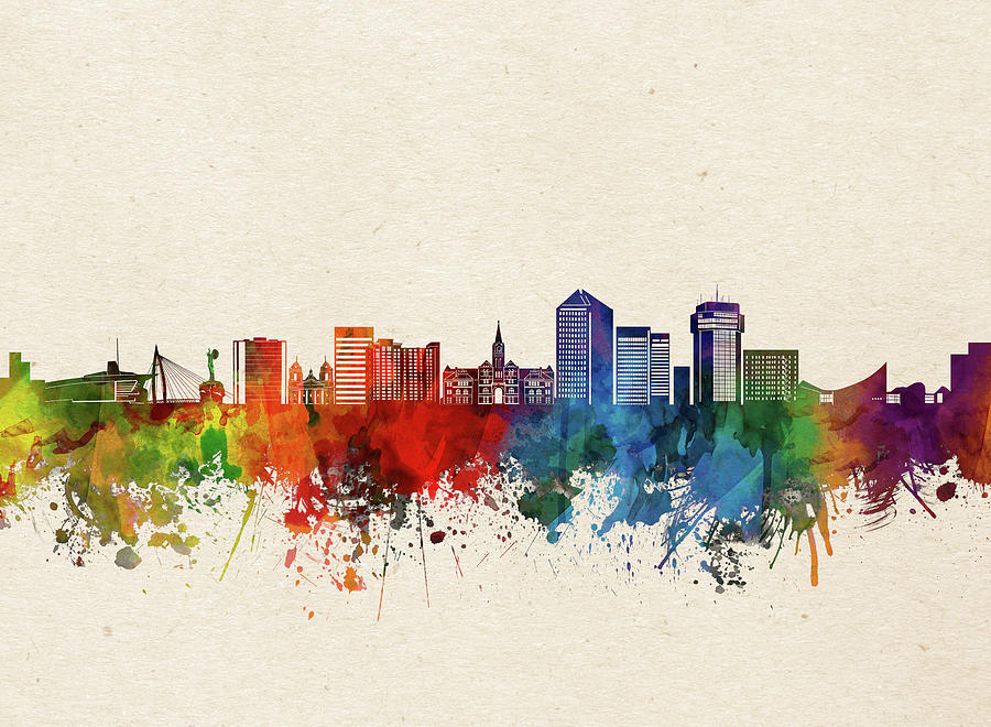 Wichita Digital Art - Wichita Skyline Watercolor 2 by Bekim M