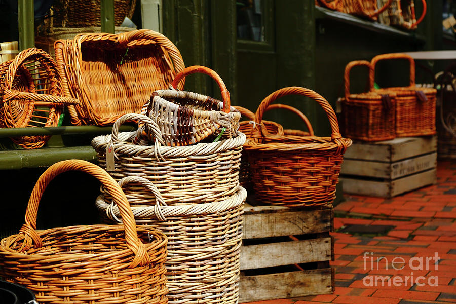 Wicker baskets for sale in Tunbridge Wells England Photograph by James Brunker