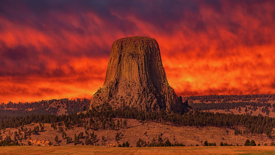 Wicked Sunset Behind Devils Tower Photograph by Nicholas McCabe