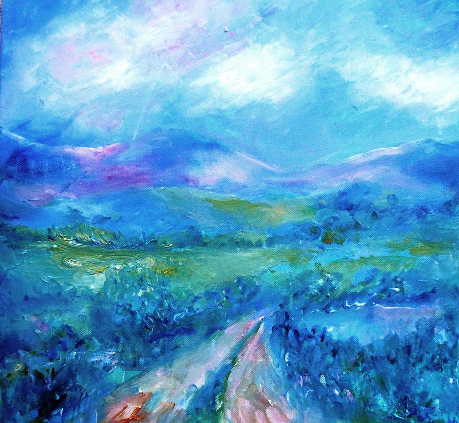 Wicklow Landscape Summer Rain Approaching  Painting by Trudi Doyle