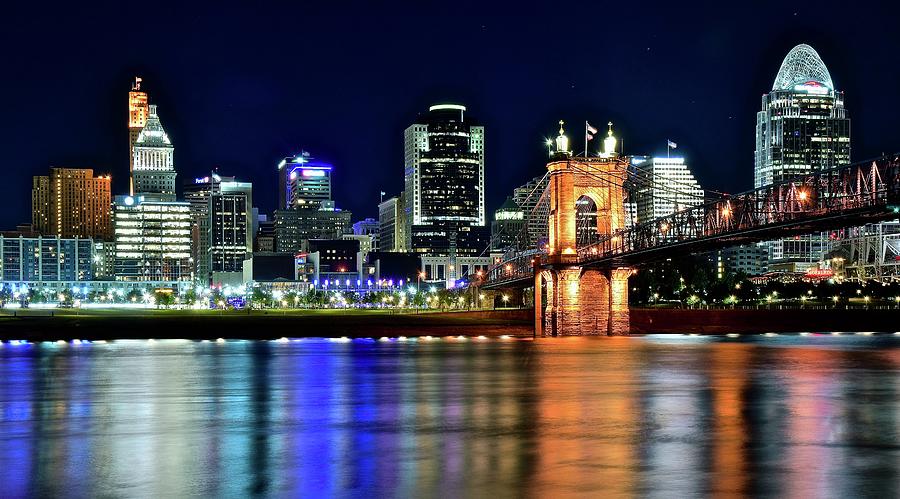 Wide Angle on the Cincinnati Riverfront Late at Night Photograph by ...