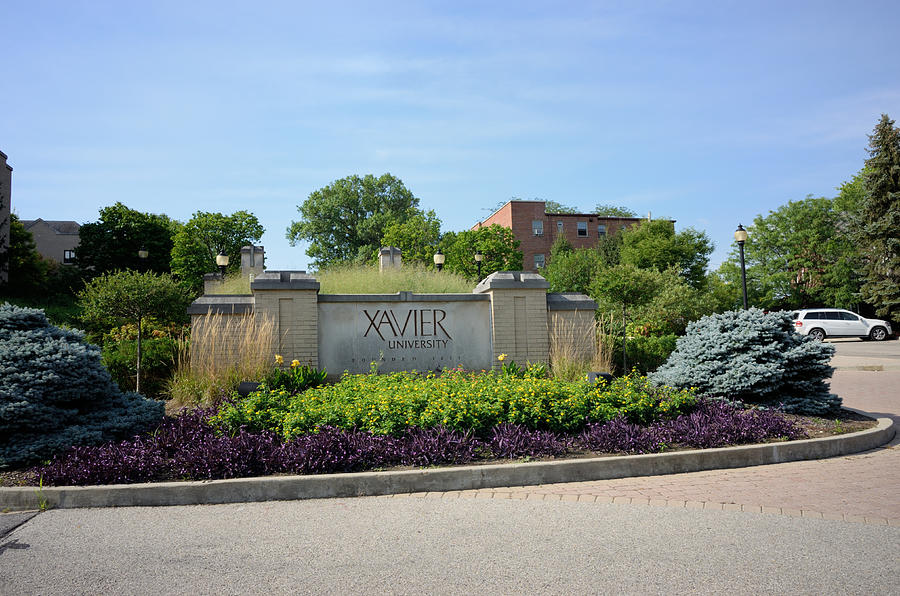 Wide angle photograph of Xavier University sign Photograph by Sshepard