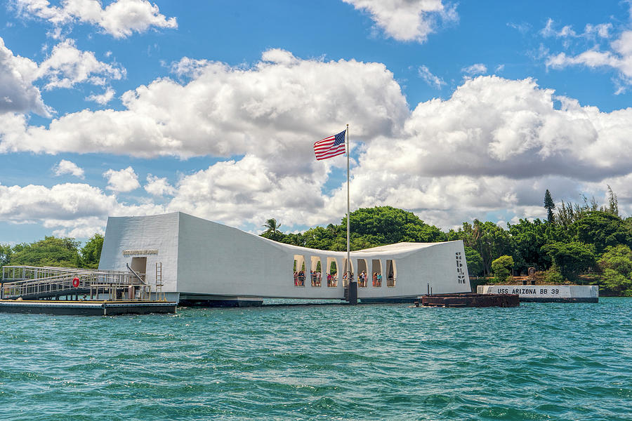 Wide Angle Shot of the Arizona Memorial Photograph by Betty Eich