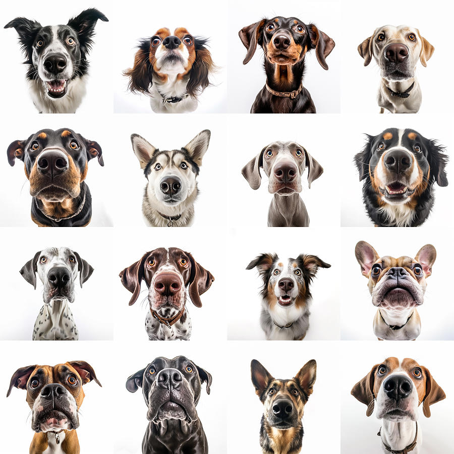 Wide-angle View Portraits Of Dogs Of Different Breeds. Photograph by Gualtiero Boffi