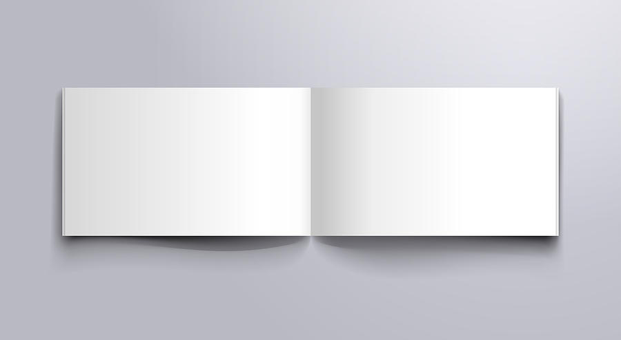 Wide Book Open Pages Mockup Drawing by Amtitus
