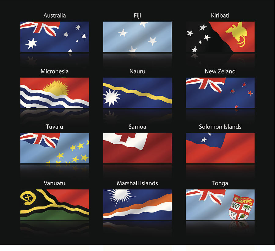 Wide cropped flags - Australia and Oceania Drawing by Pop_jop