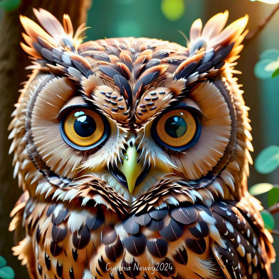 Wide Eyed Owl 20231231a Digital Art by Cindys Creative Corner