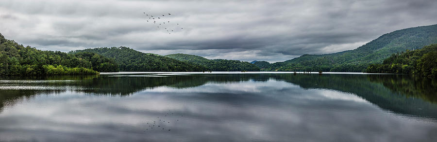 Fall Photograph - Wide Panorama of the Lake by Debra and Dave Vanderlaan