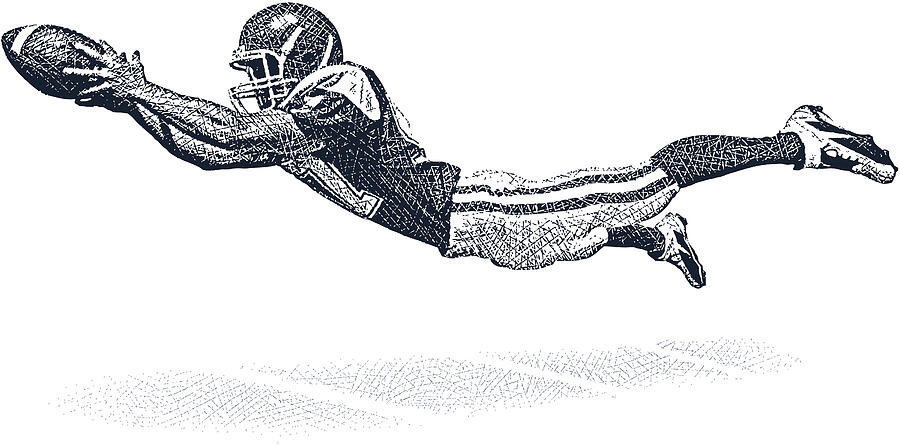 Wide Receiver Making A Fantastic Catch Drawing by GeorgePeters