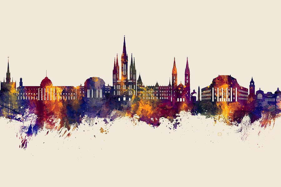 Wiesbaden Germany Skyline #38 Digital Art by Michael Tompsett