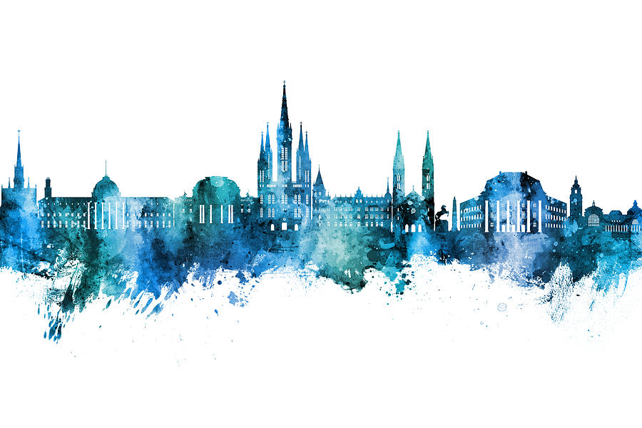 Wiesbaden Germany Skyline #40 Digital Art by Michael Tompsett