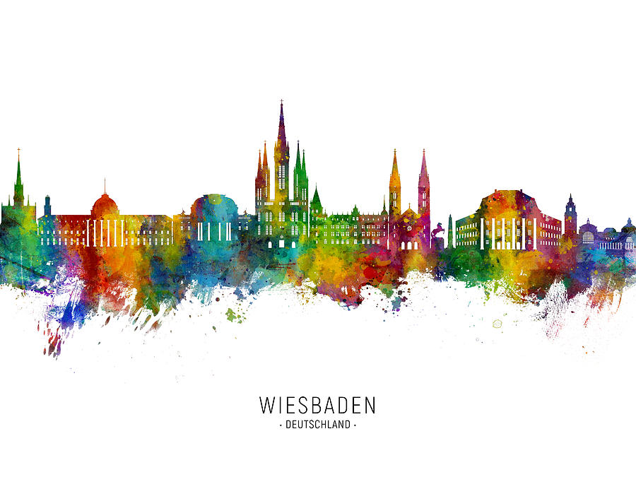 Wiesbaden Germany Skyline #42 Digital Art by Michael Tompsett