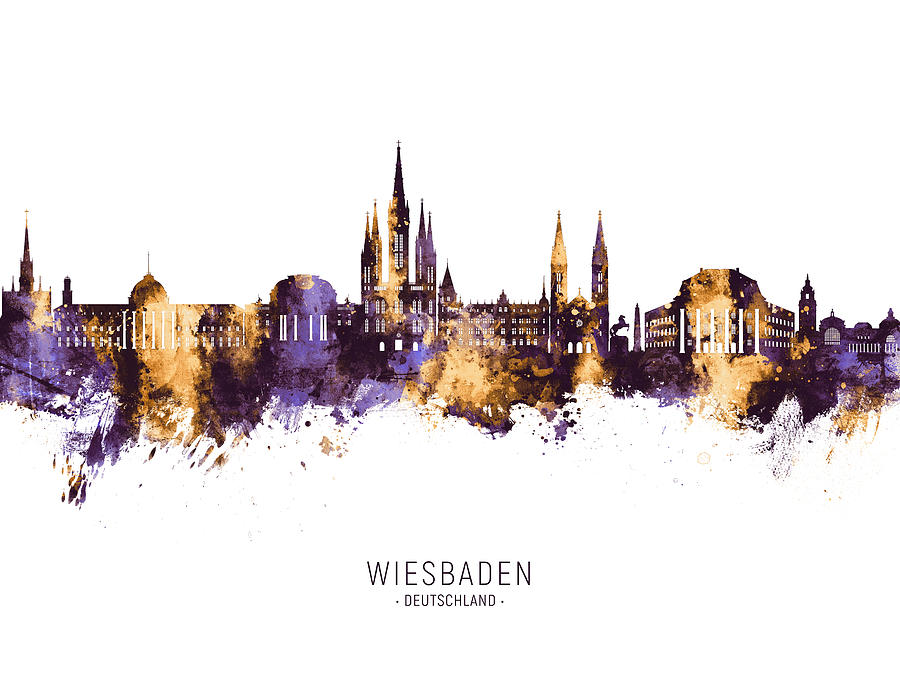 Wiesbaden Germany Skyline #44 Digital Art by Michael Tompsett