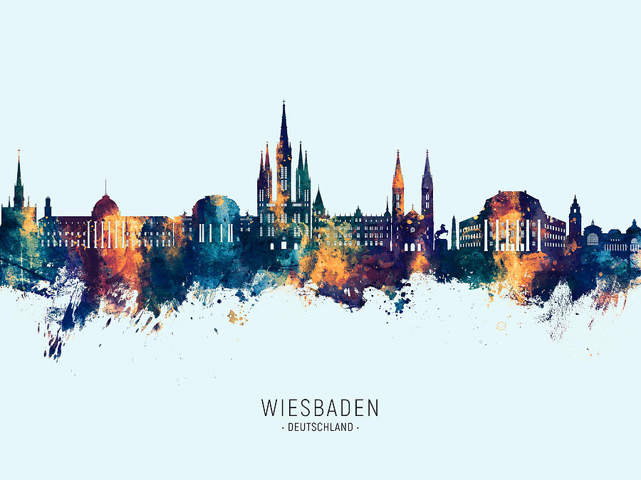 Wiesbaden Germany Skyline #45 Digital Art by Michael Tompsett