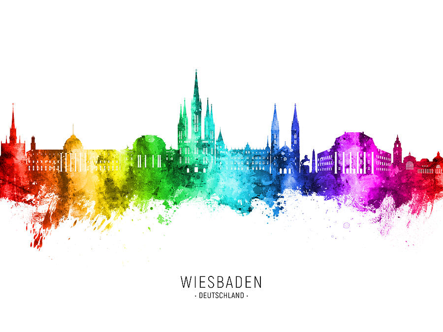 Wiesbaden Germany Skyline #46 Digital Art by Michael Tompsett