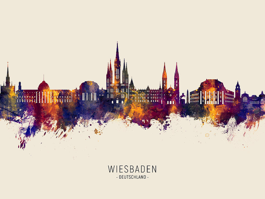 Wiesbaden Germany Skyline #47 Digital Art by Michael Tompsett