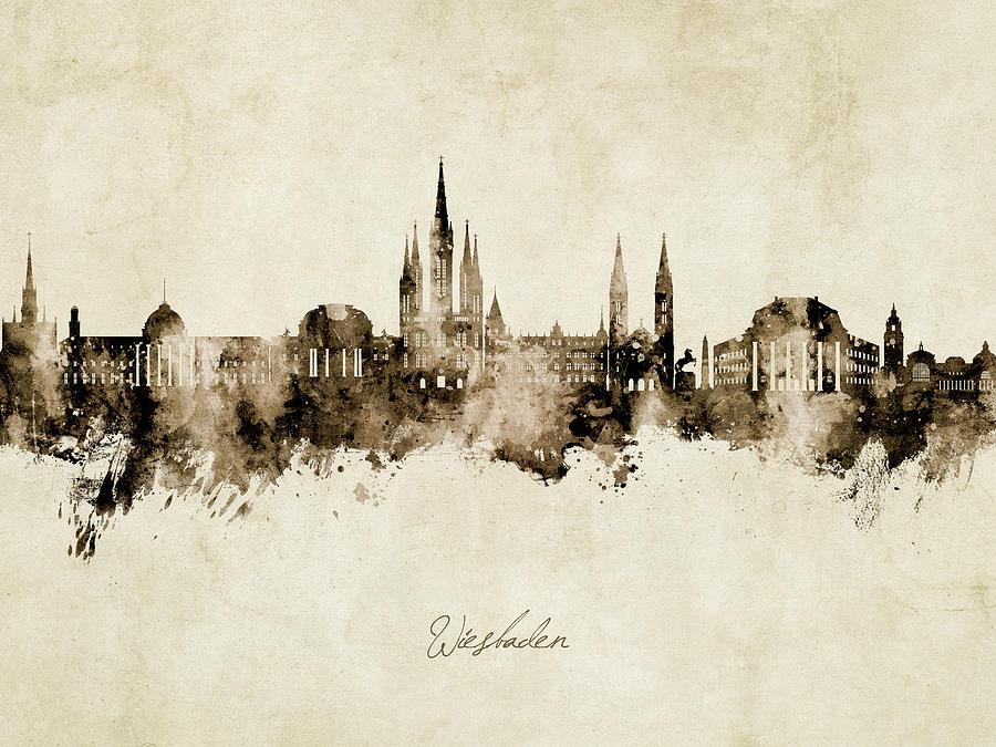 Wiesbaden Germany Skyline #48 Digital Art by Michael Tompsett