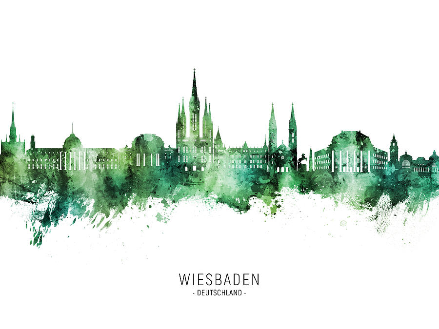 Wiesbaden Germany Skyline #49 Digital Art by Michael Tompsett