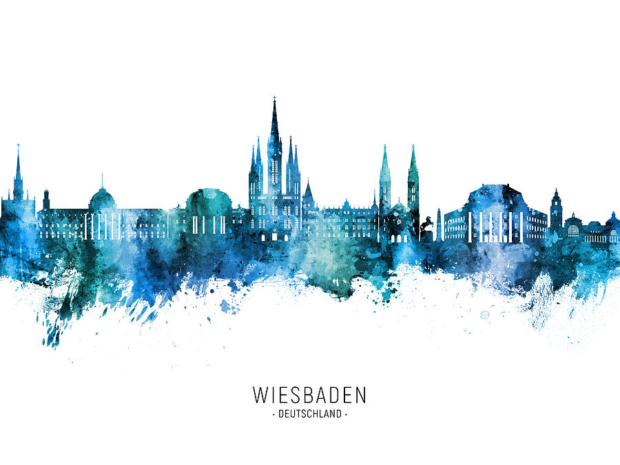 Wiesbaden Germany Skyline #51 Digital Art by Michael Tompsett