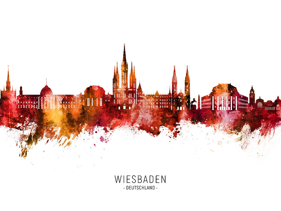 Wiesbaden Germany Skyline #52 Digital Art by Michael Tompsett