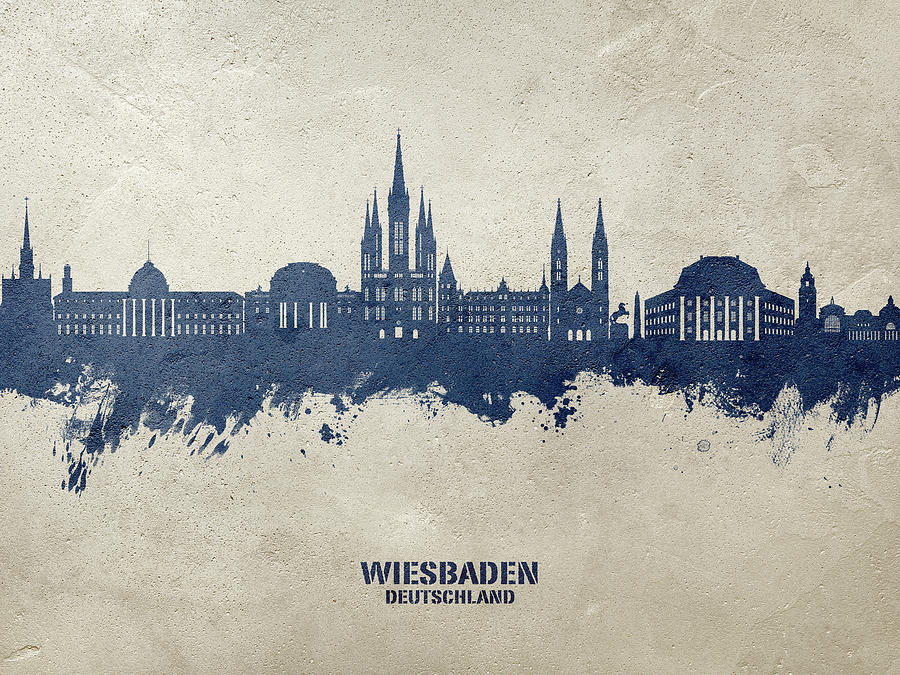 Wiesbaden Germany Skyline #53 Digital Art by Michael Tompsett