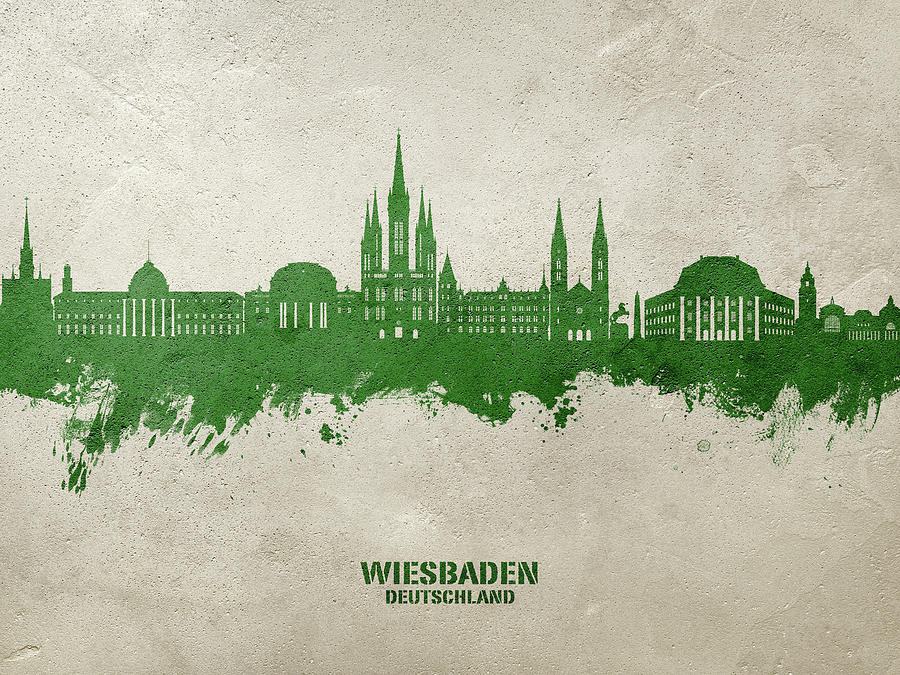 Wiesbaden Germany Skyline #54 Digital Art by Michael Tompsett