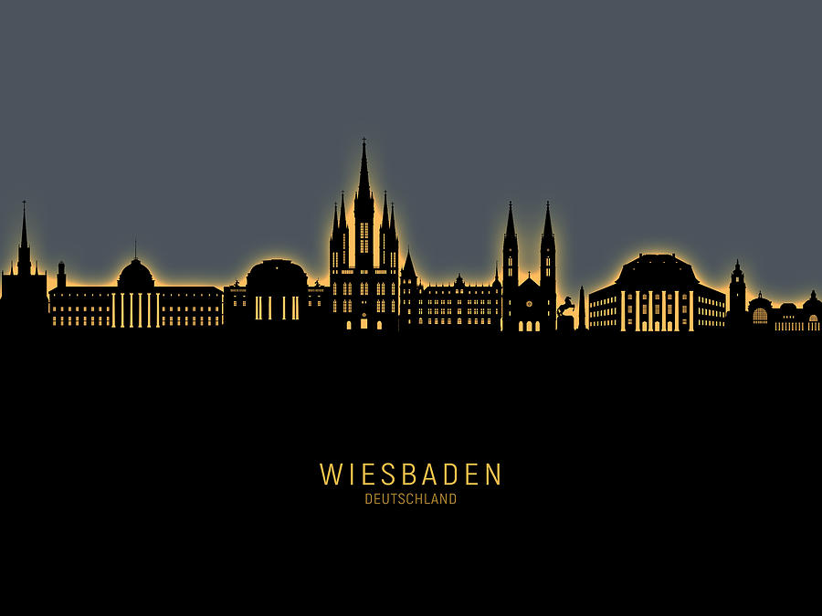 Wiesbaden Germany Skyline #55 Digital Art by Michael Tompsett