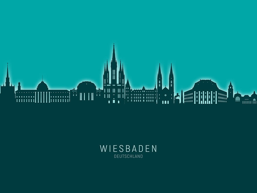 Wiesbaden Germany Skyline #57 Digital Art by Michael Tompsett