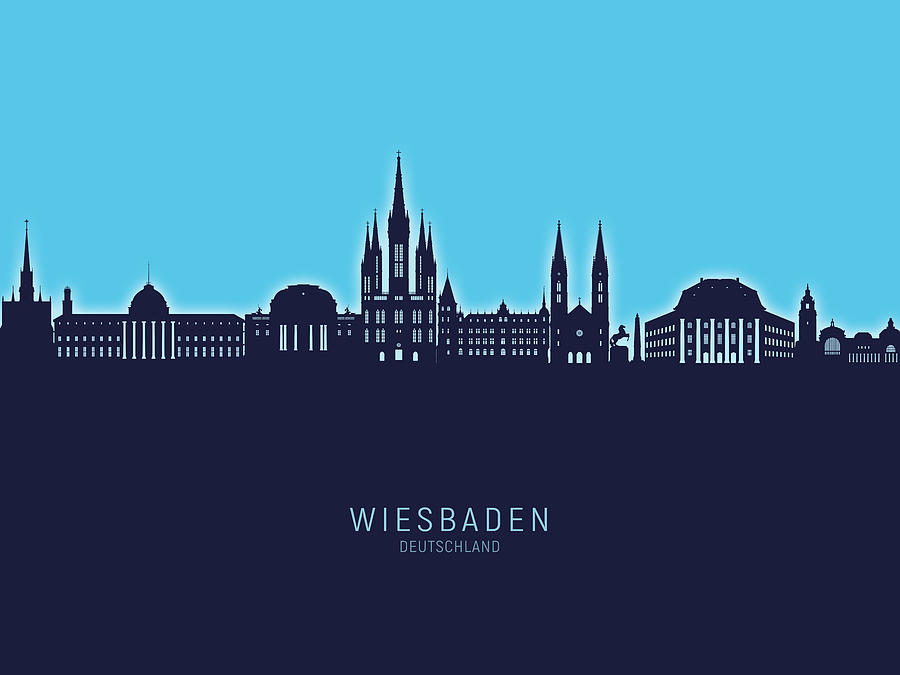 Wiesbaden Germany Skyline #58 Digital Art by Michael Tompsett