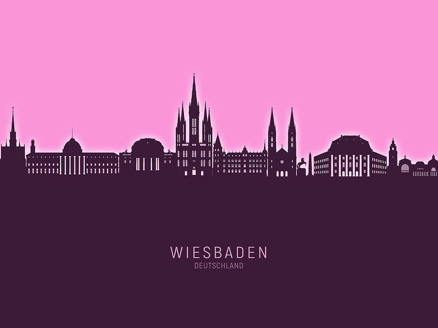 Wiesbaden Germany Skyline #60 Digital Art by Michael Tompsett