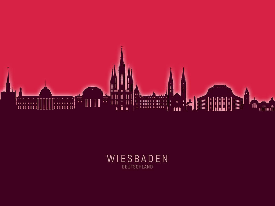 Wiesbaden Germany Skyline #61 Digital Art by Michael Tompsett