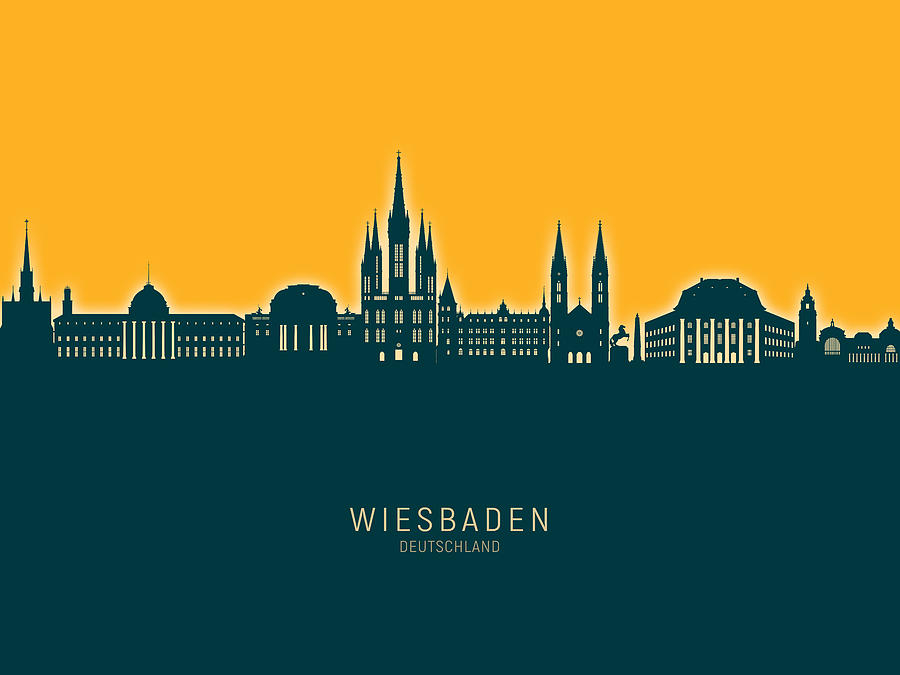 Wiesbaden Germany Skyline #62 Digital Art by Michael Tompsett