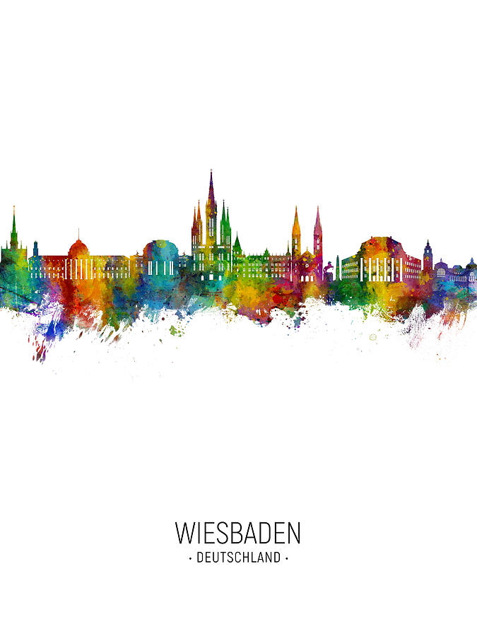 Wiesbaden Germany Skyline #64 Digital Art by Michael Tompsett