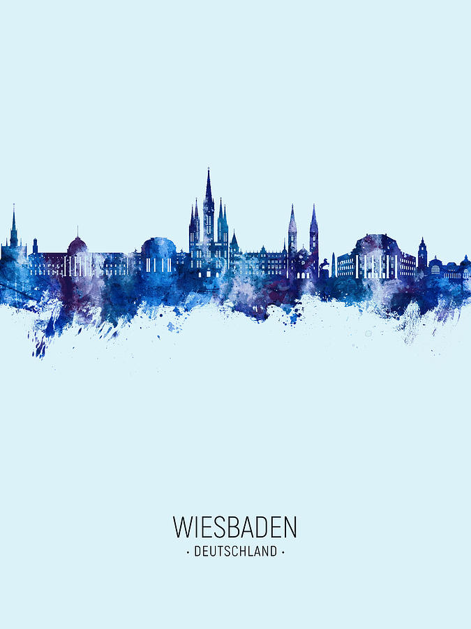 Wiesbaden Germany Skyline #66 Digital Art by Michael Tompsett