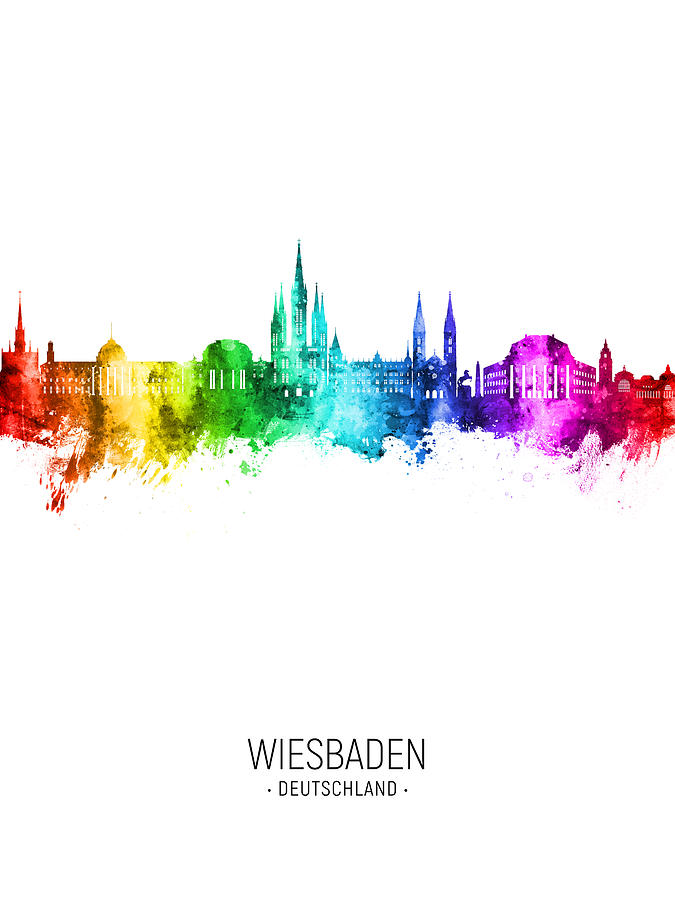 Wiesbaden Germany Skyline #67 Digital Art by Michael Tompsett