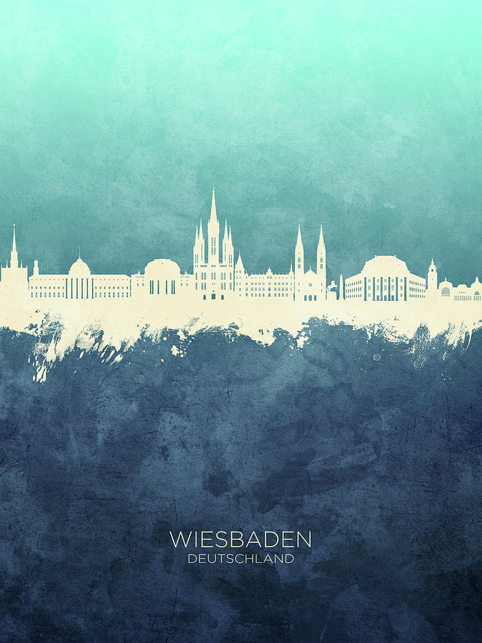 Wiesbaden Germany Skyline #77 Digital Art by Michael Tompsett
