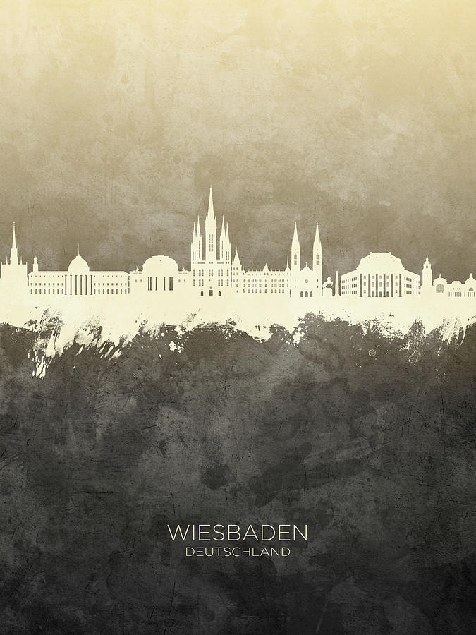 Wiesbaden Germany Skyline #78 Digital Art by Michael Tompsett