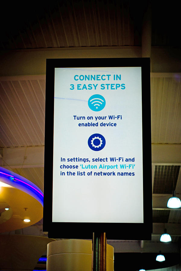 WiFi instructions Luton Airport Photograph by Alphotographic
