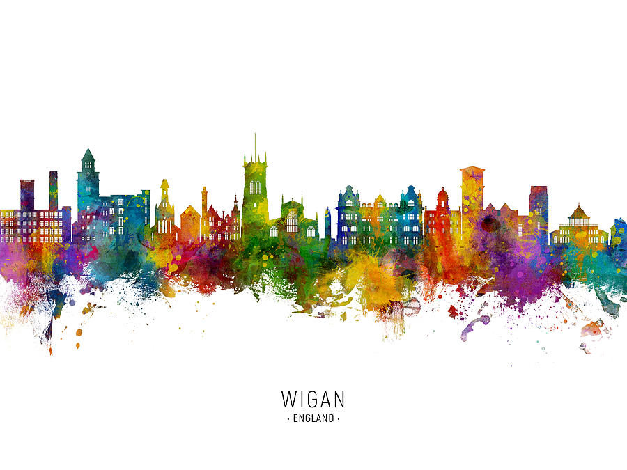 Wigan England Skyline #67 Digital Art by Michael Tompsett