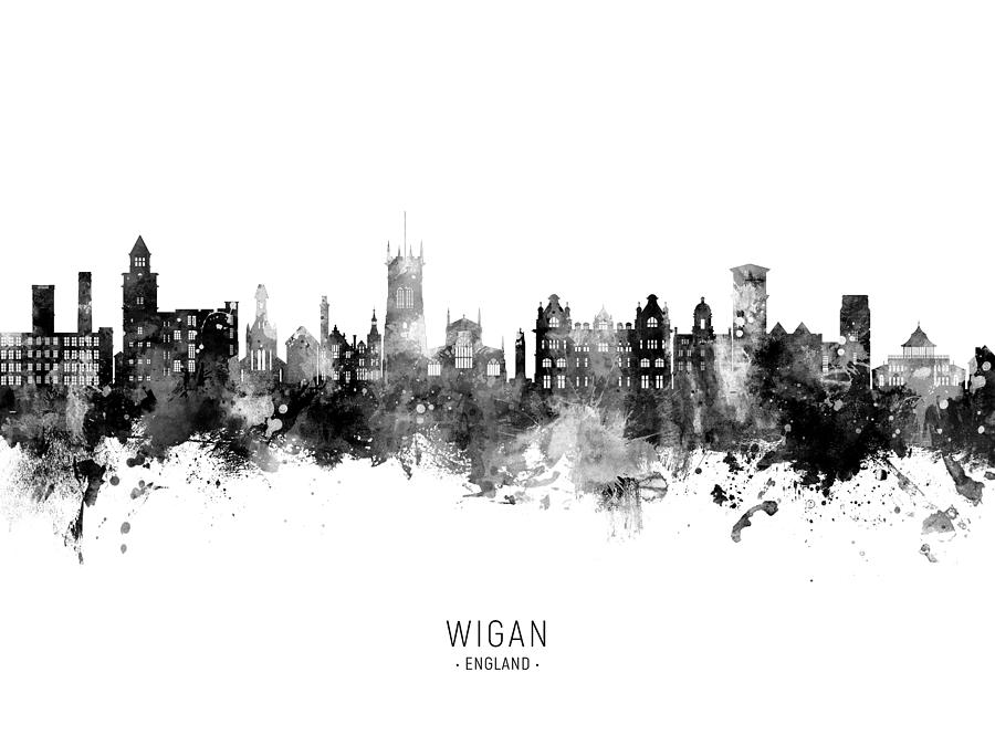 Wigan England Skyline #68 Digital Art by Michael Tompsett